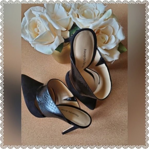 Alexandre Birman Suede & Watersnake Mules 9 - Picture 7 of 10